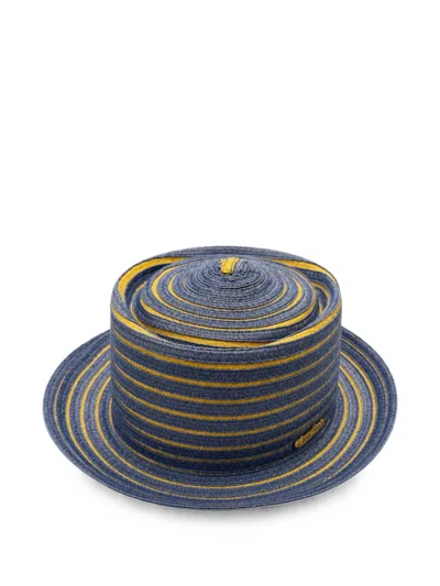 Borsalino Striped Straw Hat In Blue