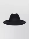 Borsalino Stylish Wide Brim Hat With Ribbon Band In Black