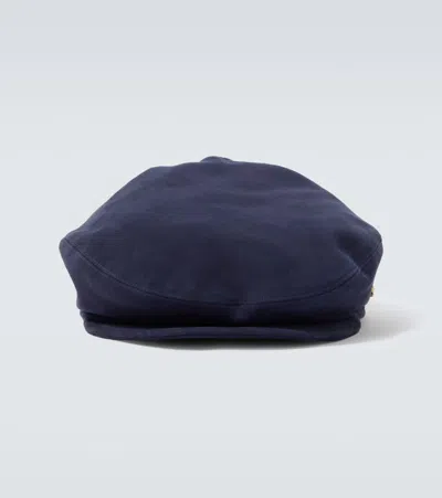Borsalino Suede Newsboy Cap In Blue