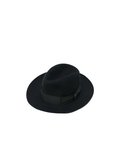 Borsalino Tonal Band Fedora Hat In Black