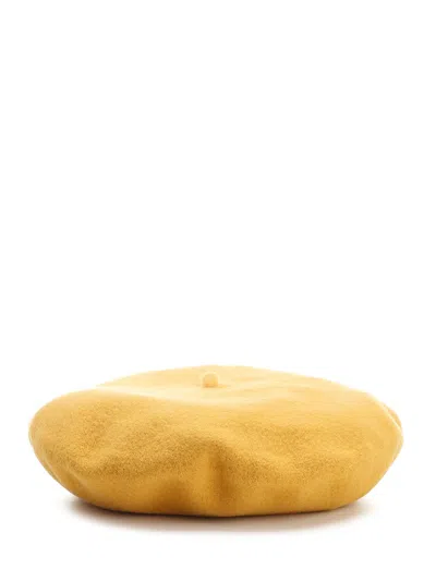 Borsalino Unlined Wool Beret In Yellow
