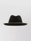 Borsalino Velour Hat With Wide Brim And Ribbon Band In Black