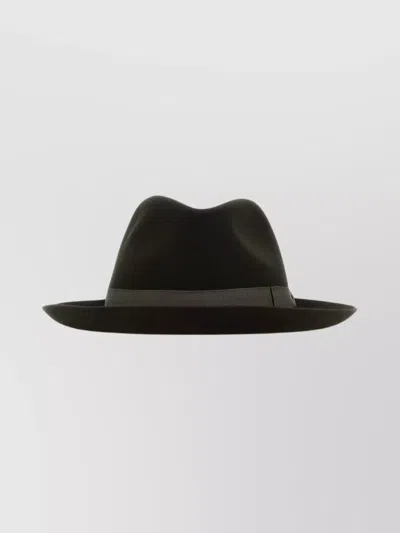 BORSALINO VELOUR HAT WITH WIDE BRIM AND RIBBON BAND