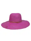 Borsalino Straw Panama Hat Leather Strap In Purple