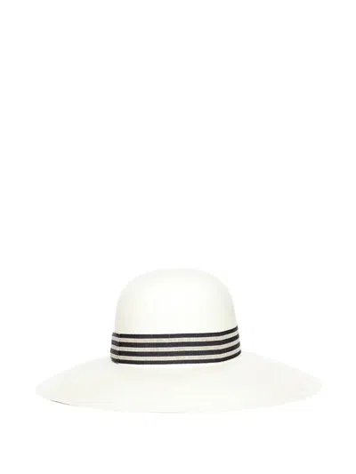 Borsalino Violet Panama Hat In White