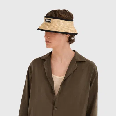 Borsalino Virgilio Visor In Braided Straw In Natural, White Hat Band