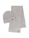 Borsalino Virgin-wool Beanie And Scarf Set In Gray