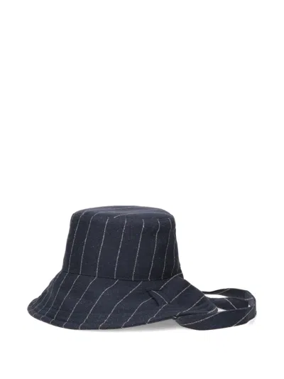 Borsalino Vitti Striped-pattern Hat In Blue