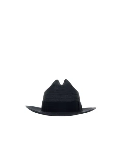 Borsalino Wide Brim Hat In Black