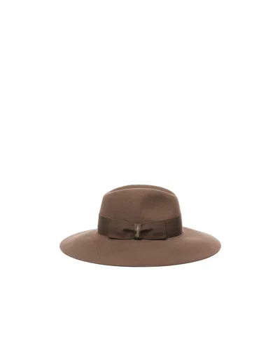 Borsalino Wide Brim Hat In Brown
