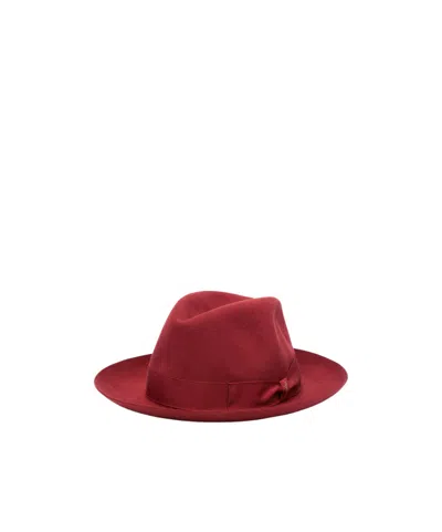 Borsalino Wide Brim Hat In Red