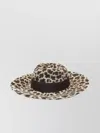 Borsalino Wide Brim Leopard Print Hat Ribbon Band