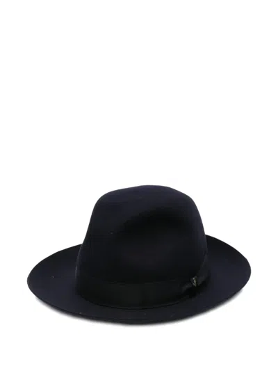 Borsalino Wide-brim Ribbon Hat In Blue