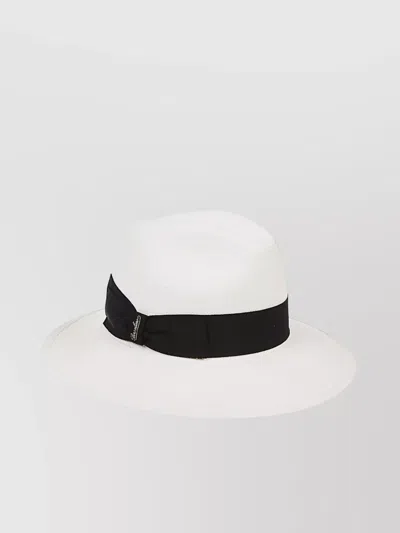 Borsalino Wide Brim Straw Hat With Black Band