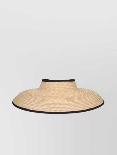 Borsalino Wide Brim Straw Hat With Contrast Trim In Black