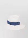 Borsalino Wide Brim Straw Hat With Grosgrain Ribbon