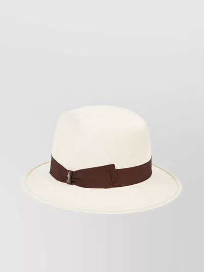 Borsalino Wide Brim Straw Hat With Pinched Crown