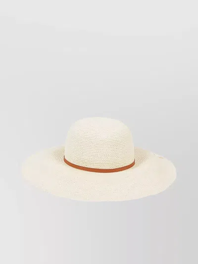 Borsalino Wide Brim Straw Hat With Woven Texture In Beige