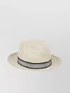 Borsalino Wide Brim Straw Panama Hat With Grid Pattern