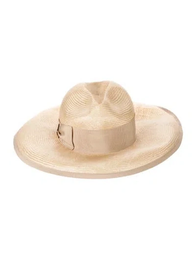 Pre-owned Borsalino Wide Brim Sun Hat In Neutral