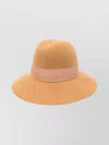 Borsalino Wide Brim Wool Hat With Bow Detail In Orange