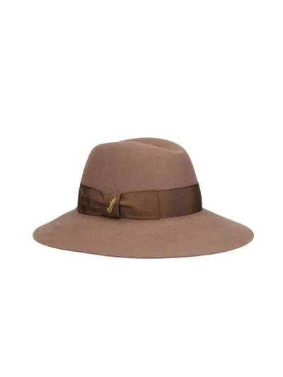 Borsalino Wide-brimmed Claudette Felt Hat With Logo Band In Brown