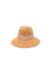Borsalino Wide Brim Wool Hat With Bow Detail In Orange