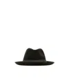 Borsalino Velour Hat With Wide Brim And Ribbon Band In Black