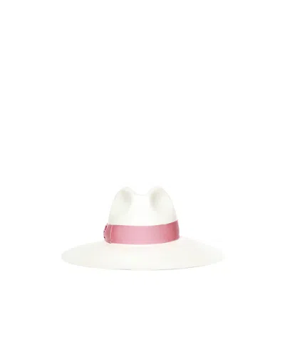 Borsalino Wide-brim Fedora Hat In White
