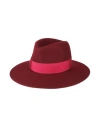 Borsalino Woman Hat Burgundy Size 7 Wool In Red