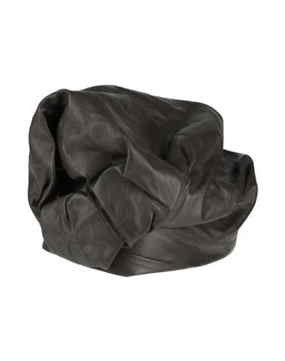 Borsalino Woman Hat Chocolate Brown Size 7 ¼ Leather In Black