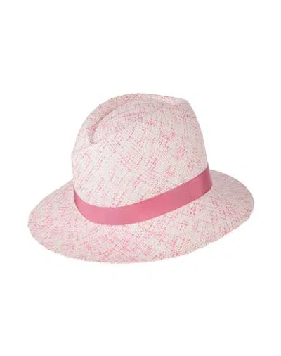 Borsalino Woman Hat Pink Size L Paper Yarn In Pink