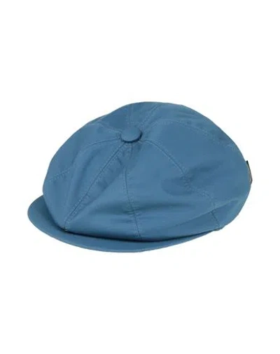 Borsalino Woman Hat Slate Blue Size 7 ¼ Cotton, Polyurethane, Elastane