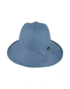 Borsalino Woman Hat Slate Blue Size M Linen
