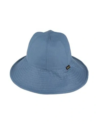 Borsalino Woman Hat Slate Blue Size M Linen In Blue