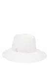 Borsalino Wide Brim Straw Hat With Ribbon Detail In White