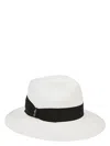 Borsalino Wide Brim Straw Hat With Black Band In Black