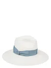 Borsalino Sophie Straw Hat With Ribbon Detail In Clear Blue