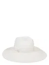 Borsalino Wide Brim Straw Hat With Ribbon Detail In White