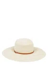 Borsalino Wide Brim Straw Hat With Woven Texture In Beige