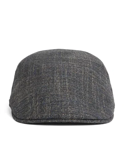Borsalino Wool-bamboo Flat Cap In Blue