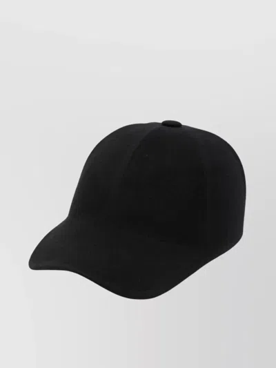 Borsalino Wool Baseball Cap Curved Brim In Black