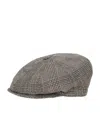 Borsalino Checked Wool Cap Short Brim In Gray