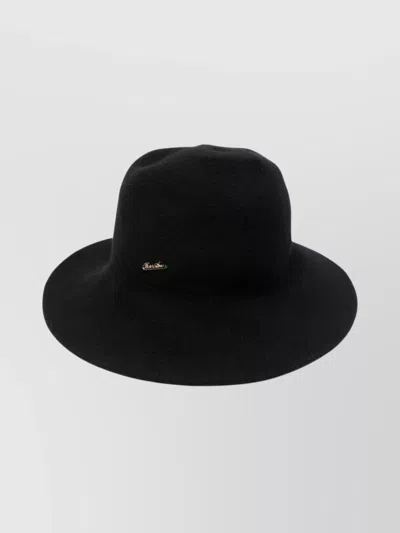 Borsalino Wool Blend Cloche Hat With Wide Brim In Black