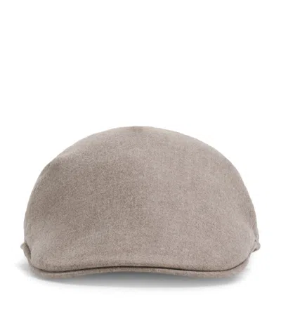 Borsalino Wool-cashmere Flat Cap In Gray