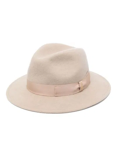 Borsalino Wool Fedora Hat In Beige