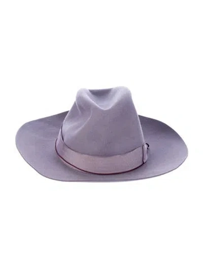 Pre-owned Borsalino Wool Fedora In Purple