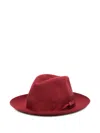 Borsalino Chic Bow Detail Wide Brim Hat In Red