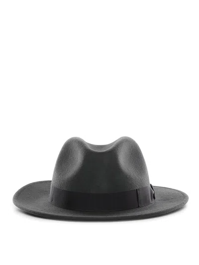 Borsalino Wide-brim Ribbon-trim Hat In Black