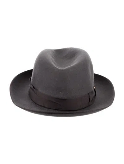 Pre-owned Borsalino Wool-blend Fedora Hat In Gray